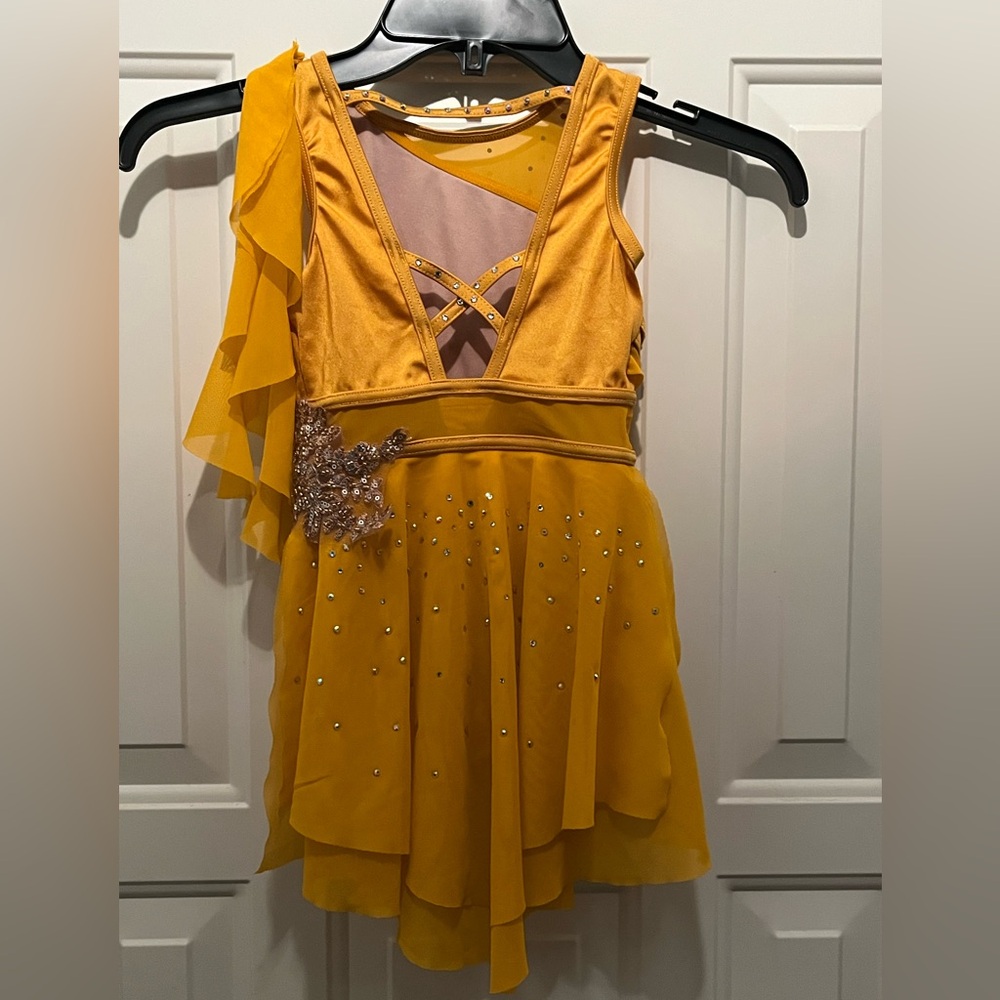Weissman Golden Dance Costume with Sparkling Skirt - Picture 2 of 11